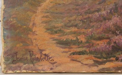 null Jeanne REIMBOLTE (1872-1943).
Ensemble de trois huiles sur toile dont deux signées...