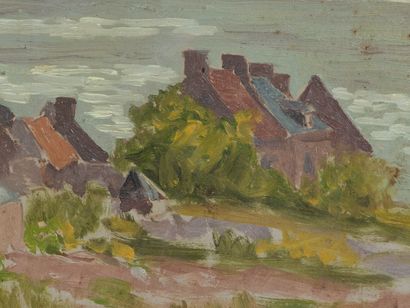 null Jeanne REIMBOLTE (1872-1943).
Bretagne, le village au bord de l'eau.
Huile sur...