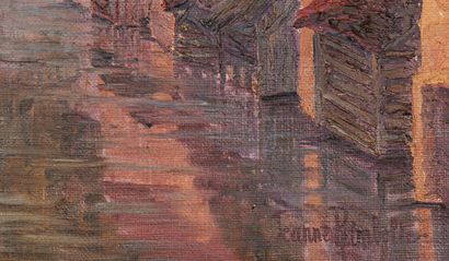 null Jeanne REIMBOLTE (1872-1943).
Montargis, le canal.
huile sur toile, signée en...