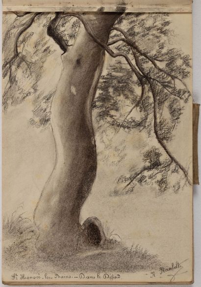 null Jeanne REIMBOLTE (1872-1943).
Carnet de croquis comprenant 27 dessins au crayon,...