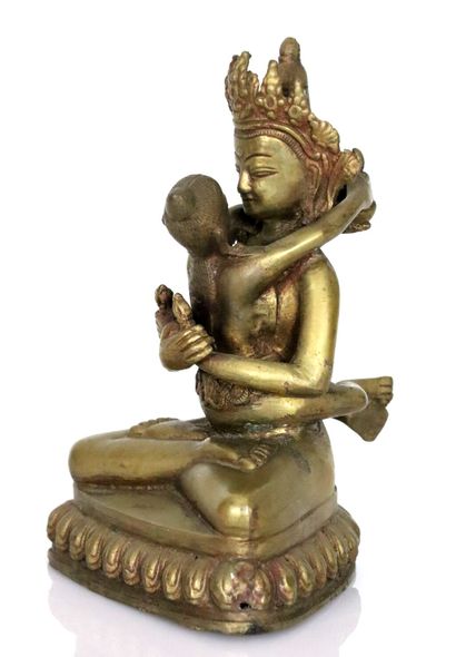 null TIBET.
Vajradhara en yab-yum avec sa parèdre Samantabhadrī.
Sculpture en bronze.
H_19...