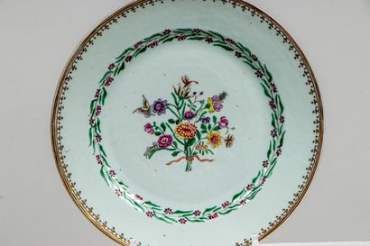 null CHINA, Compagnie des Indes.
Porcelain plate with polychrome floral decoration.
18th...