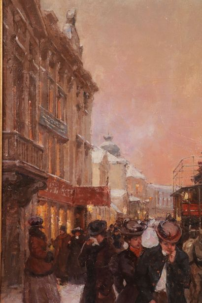 null Léon ZEYTLINE (1885-1962).
Moscow, busy street.
Oil on canvas, signed lower...