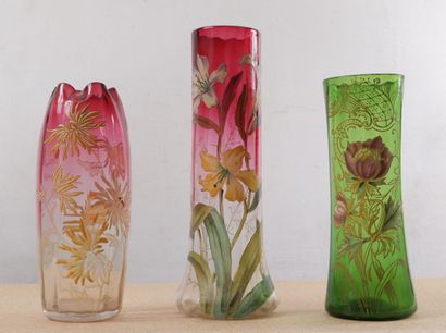 null LEGRAS - MONTJOYE SAINT-DENIS.
Collection of thirteen vases, including scroll...