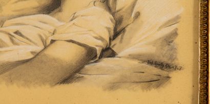 null Julien Léopold BOILLY (1796-1874).
Young sleeping girl.
Charcoal drawing with...