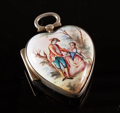 null LEPINE in Paris.
Silver and vermeil pendant watch with cock movement.
Heart-shaped...
