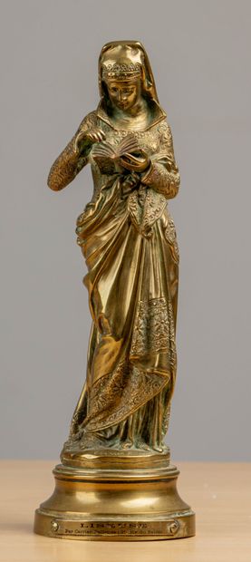  Albert Ernest CARRIER-BELLEUSE (1824-1887).
La liseuse.
Sculpture en bronze.
H_25,5... Gazette Drouot