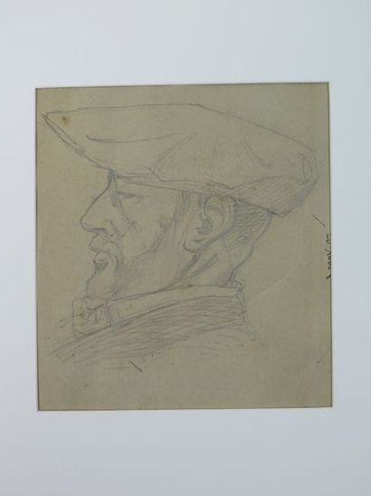 Fernand CHALANDRE (1879-1924) Portrait d'homme Dessin au crayon, daté 3 janvier 1897...