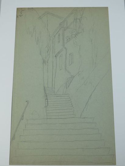 Georges TARDY (1885-1980) Nevers, rue de la fontaine Dessin au crayon sur papier...