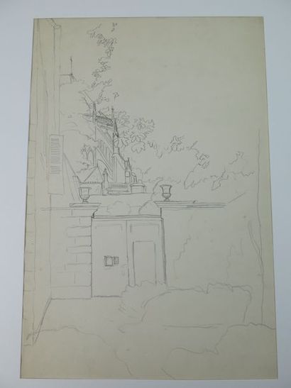 Georges TARDY (1885-1980) Nevers, porche près de la cathédrale Dessin au crayon 45...