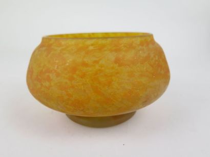 null DAUM Nancy 

Coupe sur talon en verre marmorréen orange et jaune 

D_15 cm