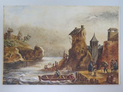 null R. LEWAL

Ensemble de quatre aquarelles figurant des paysages animés, vers 1846

26...