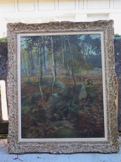 Paul-André ROBERT (1901-1977) La forêt de Fontainebleau à l'automne
Huile sur panneau,...