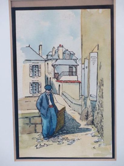 Georges TARDY (1885-1980) Homme dans une rue de Nevers
Aquarelle, signée en bas à...