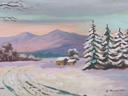 Yves MOISAN (1908-1976) Les sapins du Morvan sous la neige
Huile sur panneau
Signée...