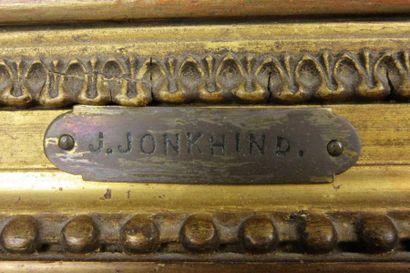 Johan-Barthold JONGKIND (1819-1891) (attribué à) Marine
Huile sur panneau
Signée...