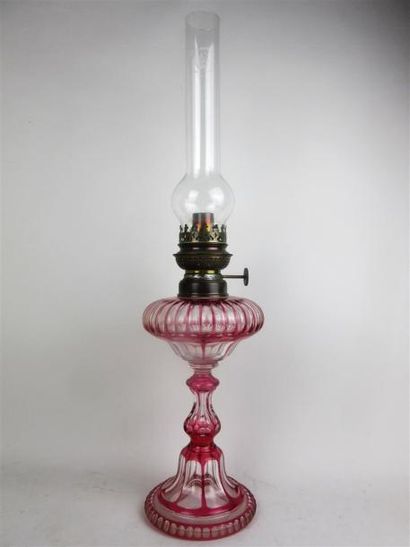 null BACCARAT. Fin du XIXème siècle.

Lampe à pétrole en cristal incolore et rouge.

Non...