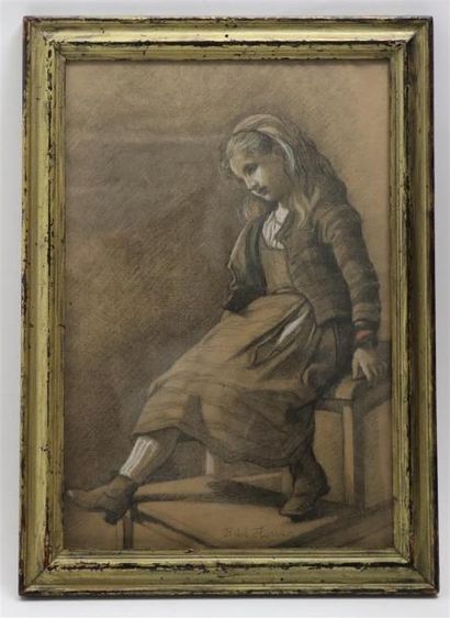 null FOURNIER del FLORIDO (1873 - 1929).

Jeune fille assise.

Dessin au caryon et...