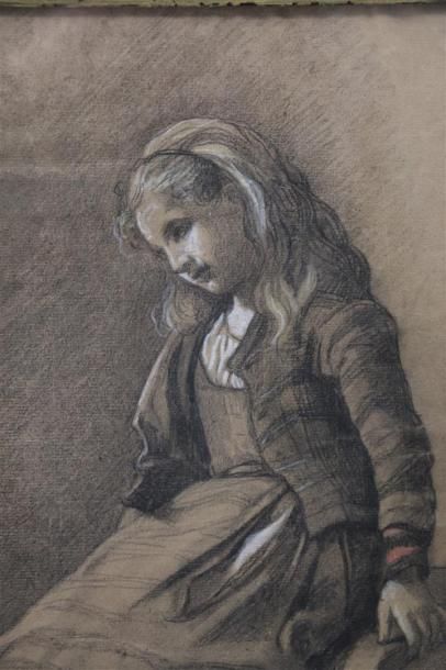 null FOURNIER del FLORIDO (1873 - 1929).

Jeune fille assise.

Dessin au caryon et...