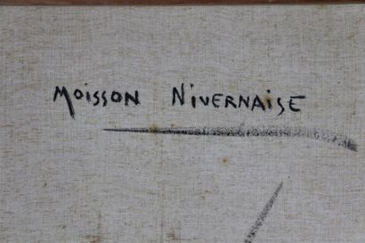 null Rex BARRAT (1914-1974).

Moisson nivernaise. 

Huile sur toile.

Signé en bas...