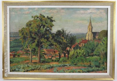 null Paul DELTOMBE (1878-1971).

Le village au clocher.

Huile sur toile, signée...