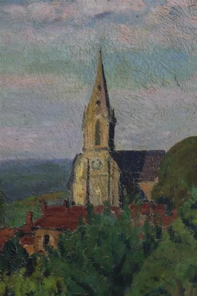 null Paul DELTOMBE (1878-1971).

Le village au clocher.

Huile sur toile, signée...