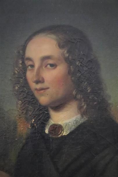 null Ecole française vers 1830-1840, Roselin (?).

Portrait d'une jeune femme à l'ouvrage.

Huile...