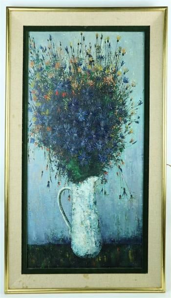 null Emile COURTIN (1923-1997).

Bouquet de fleurs dans un broc.

Huile sur toile,...