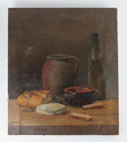 null Jean Eugène Julien MASSÉ (1856-1950).

Nature morte au verre de vin et fromage.

Huile...