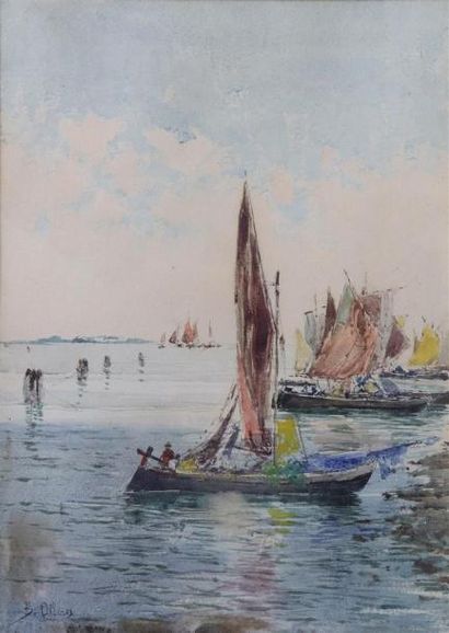 null Blas OLLEROS Y QUINTANA (1851-1919).

Bâteaux dans la baie de Naples.		

Aquarelle...