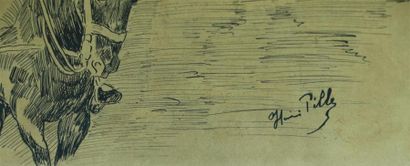 null Henri PILLE (1844-1897).

Le départ de la diligence.

Encre sur papier, signée...