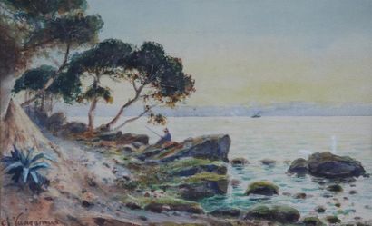 null Charles VUAGNIAUX (1857-1911).

Pêcheur au bord du lac Léman.

Aquarelle sur...