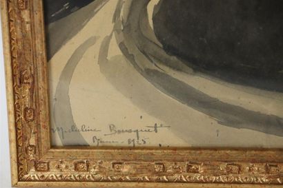 null Micheline BOUSQUET (1899-1974).

Fontaine à Berne.

Lavis sur papier, signé...