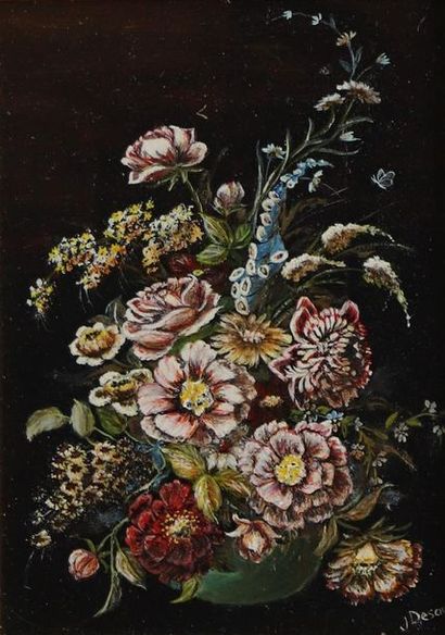 null Jacqueline DESAULLE (née en 1935).

Composition florale.

Huile sur toile, signée...