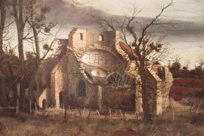 null Albert DRACHKOVITCH-THOMAS (1928).

Paysages et ruines, 1959.

Tempera sur panneau,...