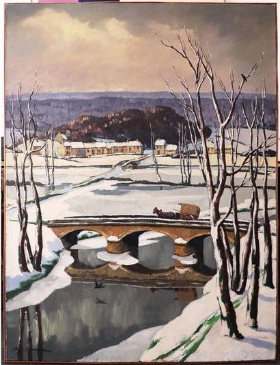 null Rex BARRAT (1914-1974).

L'Yonne sous la neige à Chevroches.

Huile sur toile...