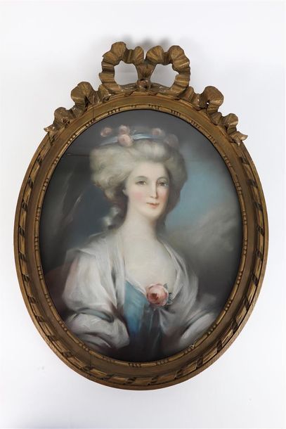null Ecole française vers 1900.

Portrait de Marie Antoinette.

Pastel sur papier,...