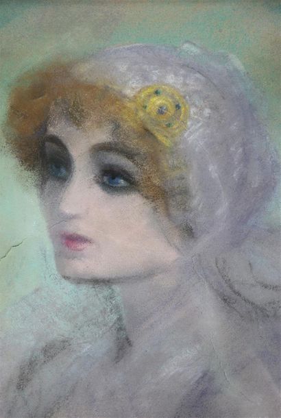 null Lucien LEVY DHURMER (1865-1953), dans l'entourage de.

Portrait de femme symboliste.

Pastel...