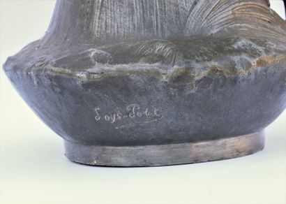 null Louis LOYS-POTET (1866-?).

Important groupe en étain formant vase, figurant...