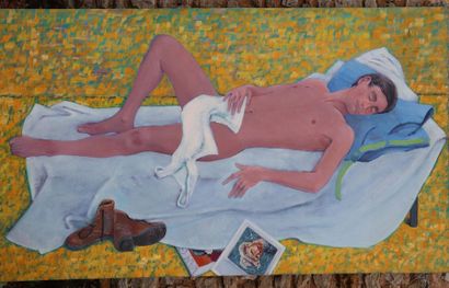 null Enrique AHIL (1927-2001).

Homme allongé.

Série des nus masculins.

Huile sur...