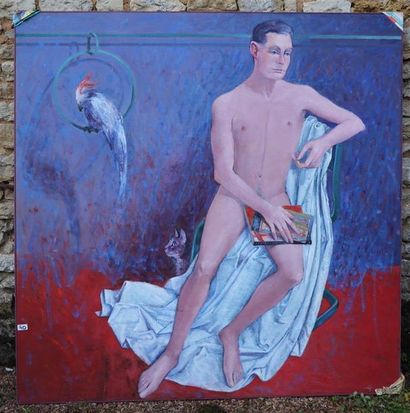 null Enrique AHIL (1927-2001).

François et le perroquet.

Série des nus masculins.

Huile...