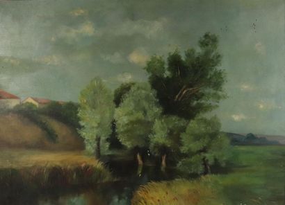 null Paul-Adrien BOUROUX (1878-1967), attribué à.

Paysage arboré de la campagne...