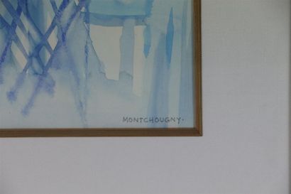 null Jean MONTCHOUGNY (1915-2008).

Abstraction.

Aquarelle sur papier signée en...