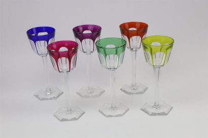 null BACCARAT.

Suite de six verres à vin du Rhin en cristal de couleur

H_19 cm