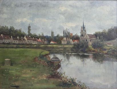 Franck CINOT (c.1850-1890).

Vue de village...