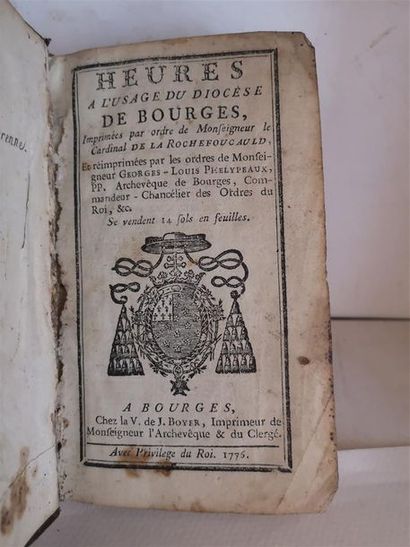 null Heures à l'usage du diocèse de Bourges, imprimées par ordre de Monseigneur le...