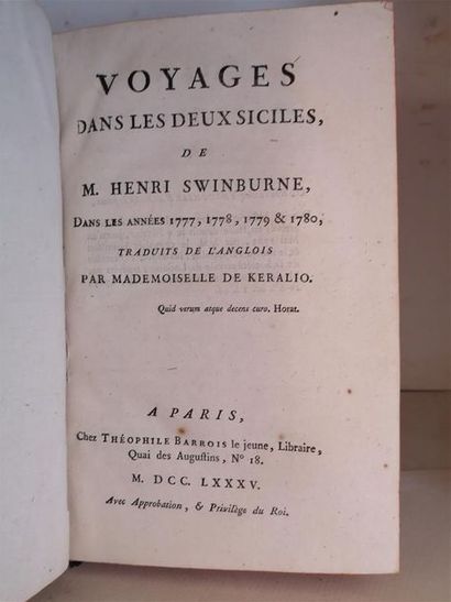 null [SWINBURNE, Henri,] Voyages dans les deux Siciles, de M. Henri Swinburne, dans...