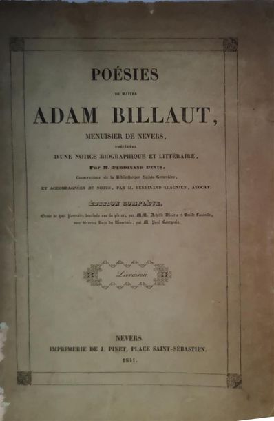null [BILLAUT, Adam,] Poésies de Maître Adam Billaut, menuisier de Nevers [], Nevers,...