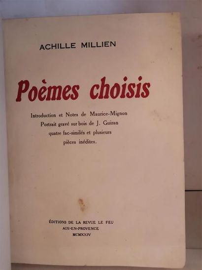 null MILLIEN, Achille, Poèmes choisis, Aix-en- Provence, Éditions de la revue Le...