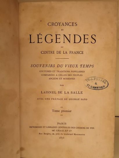 null LAISNEL DE LA SALLE, Germain, Croyances et légendes du centre de la France,...